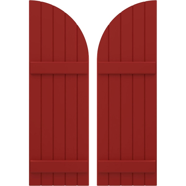 Ekena Millwork Americraft 5-Board (2 Batten) Wood Joined Board-n-Batten Shutters w/ Arch Top, ARW101BQ518X77BRH, PR ARW101BQ518X77BRH - main